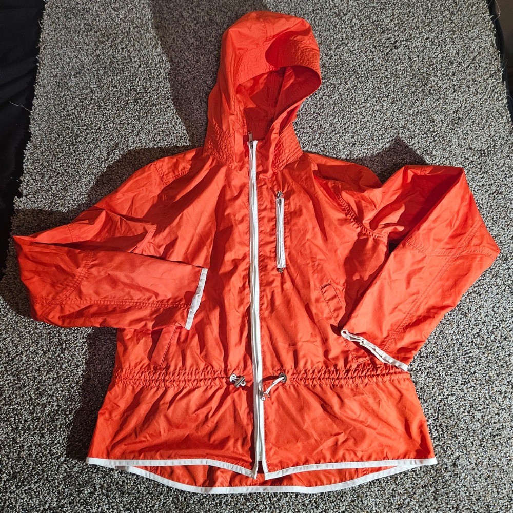 Lauren Ralph Lauren Active Orange Hooded Windbreaker Jacket Womens Small